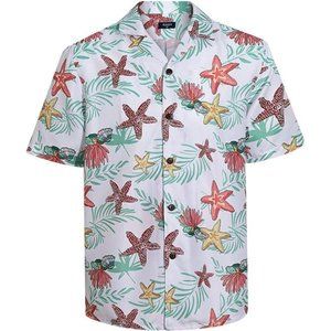 Hawaiian Shirts for Men Flower Casual Short Sleeve Regular Fit